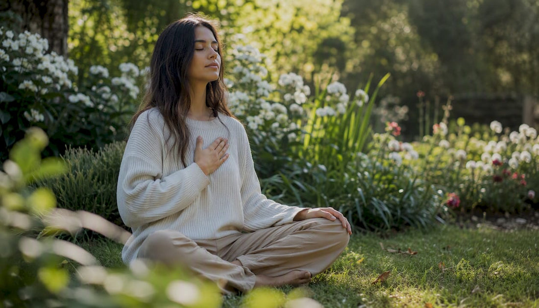 Person practicing diaphragmatic box breathing