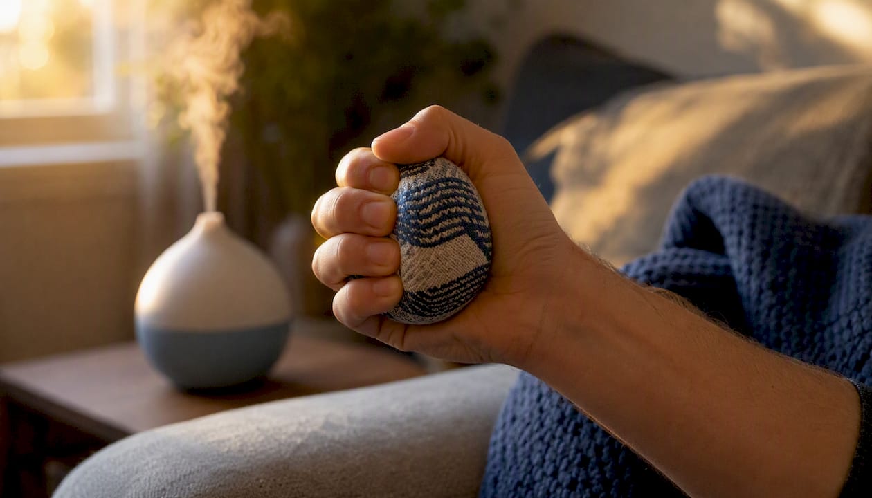 Hand squeezing textured stress ball