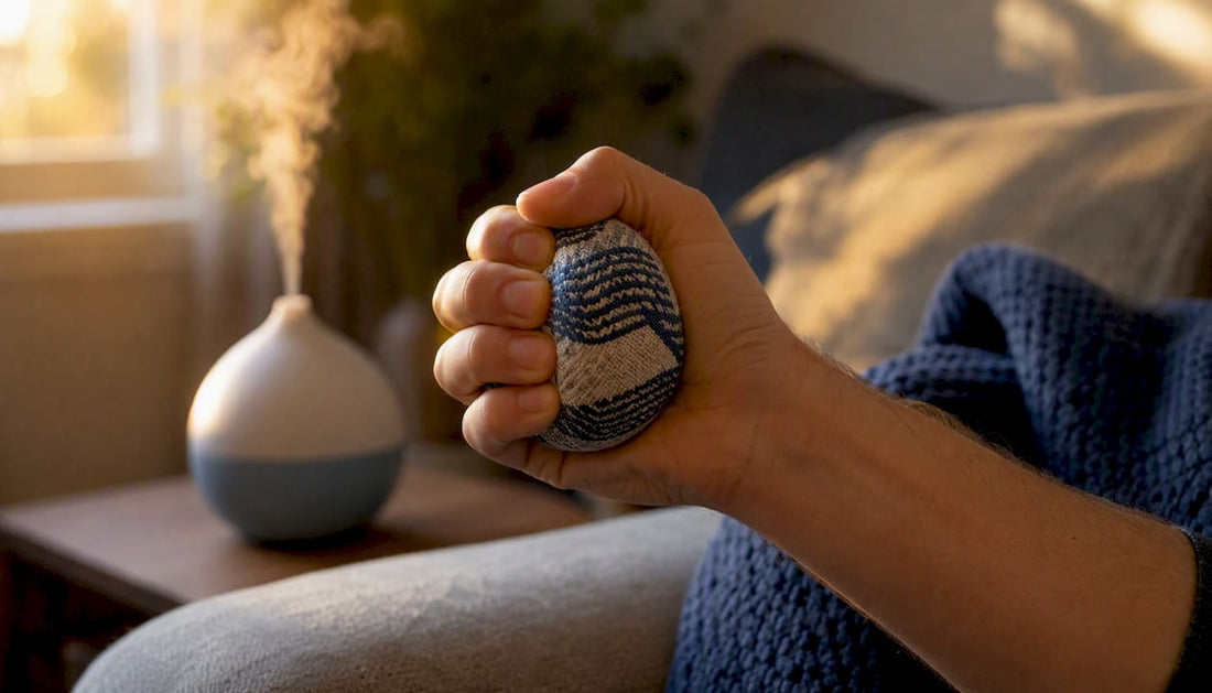 Hand squeezing textured stress ball