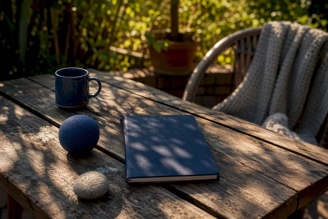 Cozy kitchen corner with calming mindfulness objects