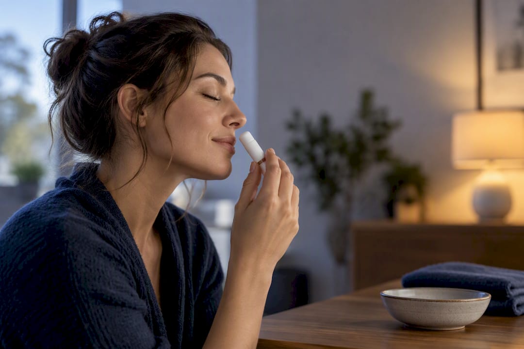 Person practicing essential oil inhalation